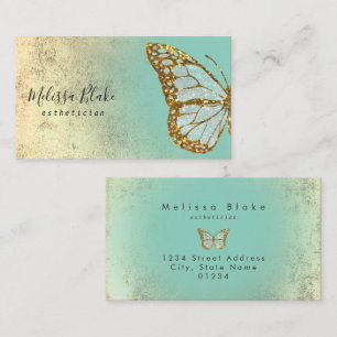 mint butterfly design business card