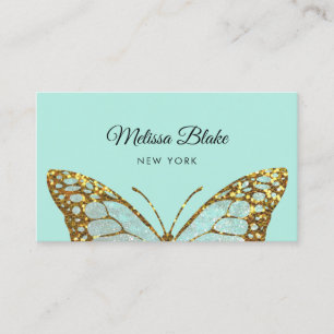 mint butterfly design business card