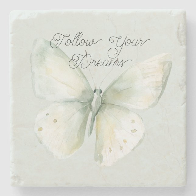 Mint Butterfly Dragonfly Joy Stone Coaster (Front)