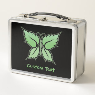 Mint Butterfly Metal Lunch Box