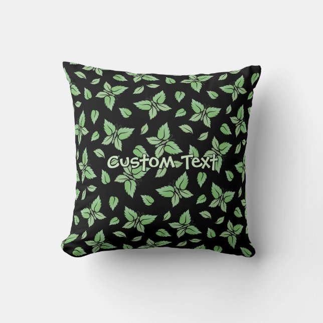Mint Butterfly Pattern Cushion (Front)