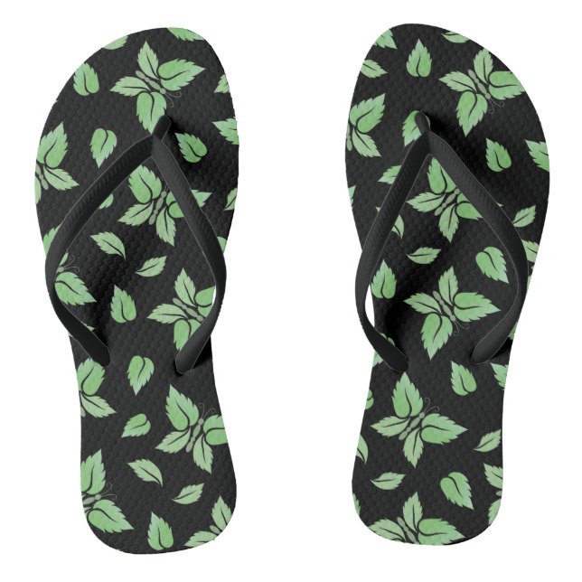Mint Butterfly Pattern Flip Flops (Footbed)