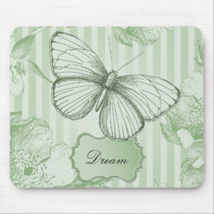 Mint Butterfly Stripes Dream Mouse Mat