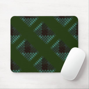 Mint button or pit on forest green, forming shapes mouse mat
