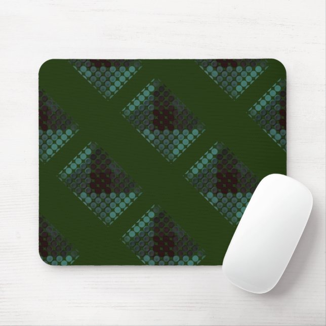 Mint button or pit on forest green, forming shapes mouse mat (With Mouse)