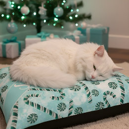 Mint Candy Cane Personalised Christmas Pet Bed