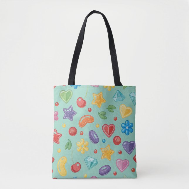 “Mint Candy Star Tote Bag (Front)