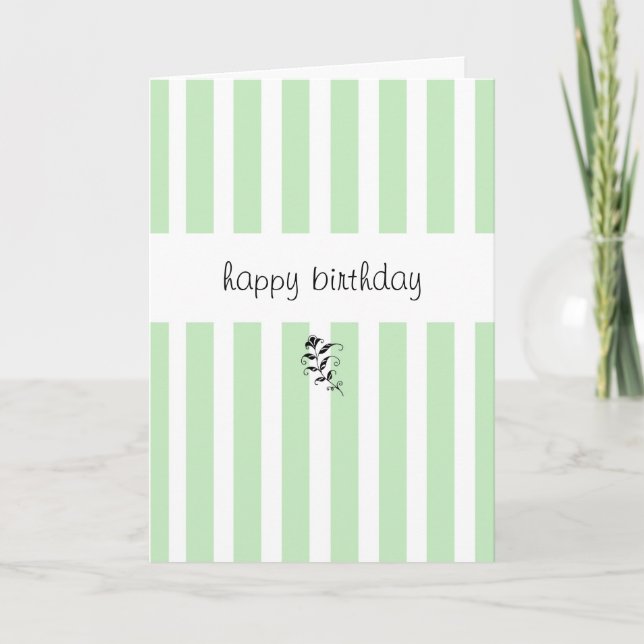 Mint Candy Stripes Birthday Card (Front)