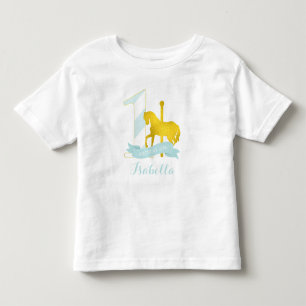 Mint Carousel Horse Birthday Girl Toddler T-Shirt