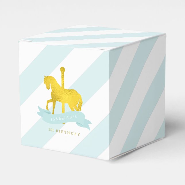 Mint Carousel Horse Birthday Party Favour Box (Front Side)