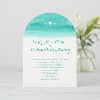 Mint Chalkboard Elements Die Cut Wedding Invitation