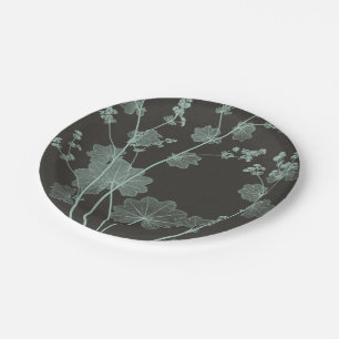 Mint & Charcoal Nature Study I Paper Plate