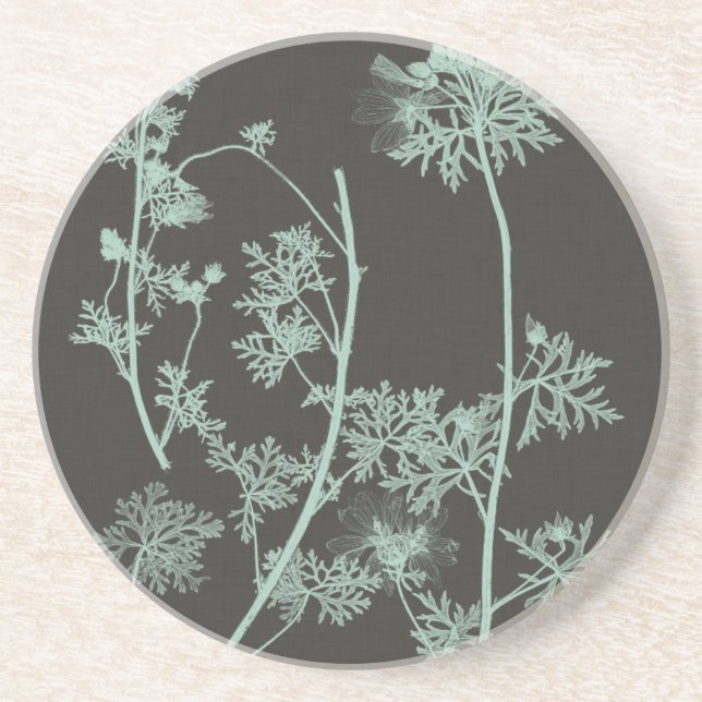 Mint & Charcoal Nature Study IV Coaster (Front)