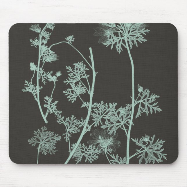 Mint & Charcoal Nature Study IV Mouse Mat (Front)