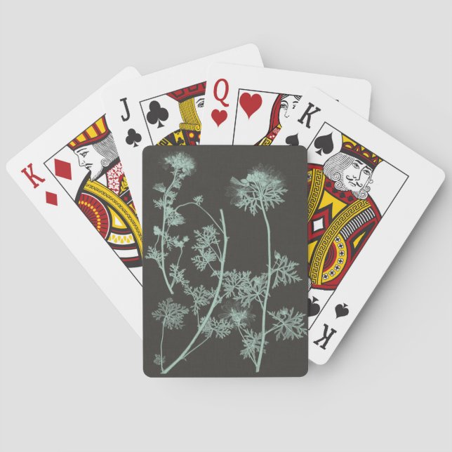 Mint & Charcoal Nature Study IV Playing Cards (Back)