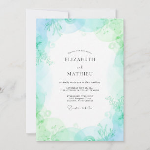 Mint Chartreuse Foliage Eucalyptus Wedding Invitation