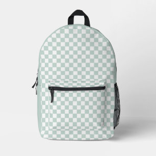 Mint Chequered Retro Printed Backpack