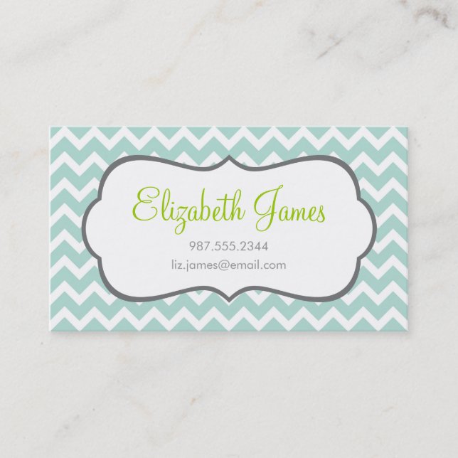 Mint Chevron Business Card (Front)