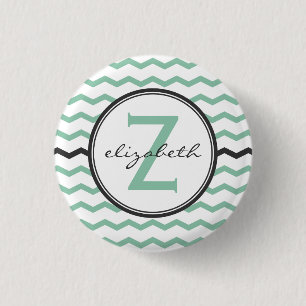 Mint Chevron Monogram 3 Cm Round Badge