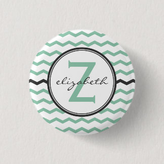 Mint Chevron Monogram 3 Cm Round Badge