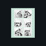 Mint Chevron Pattern with Trendy 6 Photo Collage Canvas Print<br><div class="desc">Use Instagram account pictures or other popular sharing apps  with six square photos to create a unique and personal gift. Or you can keep the hipster puppy and make a trendy keepsake. If you need to adjust the pictures,  click on the customise tool to make changes.</div>