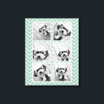 Mint Chevron Pattern with Trendy 6 Photo Collage Canvas Print<br><div class="desc">Use Instagram account pictures or other popular sharing apps with six square photos to create a unique and personal gift. Or you can keep the hipster puppy and make a trendy keepsake. If you need to adjust the pictures, click on the customise tool to make changes.</div>