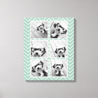 Mint Chevron Pattern with Trendy 6 Photo Collage