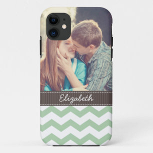 Mint Chevron Stripes iPhone 11 Case