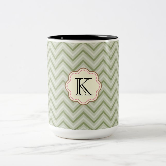 Mint Chevron Two-Tone Coffee Mug (Center)