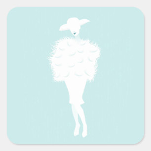 Mint Chic Fashion Lady Square  Sticker