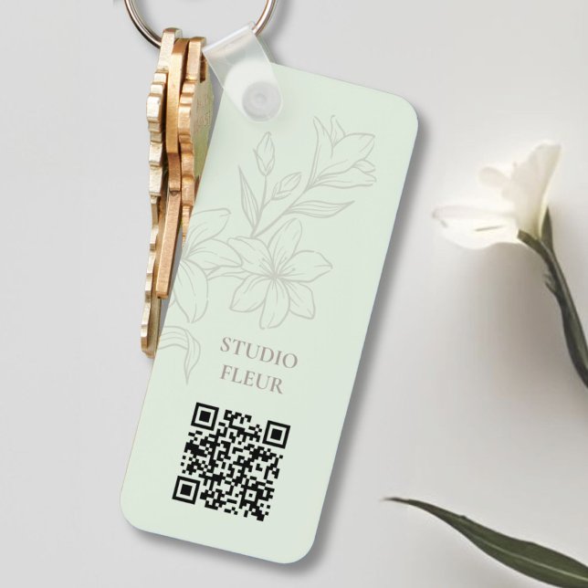 Mint | Chic Minimal Floral QR Keychain (Creator Uploaded)