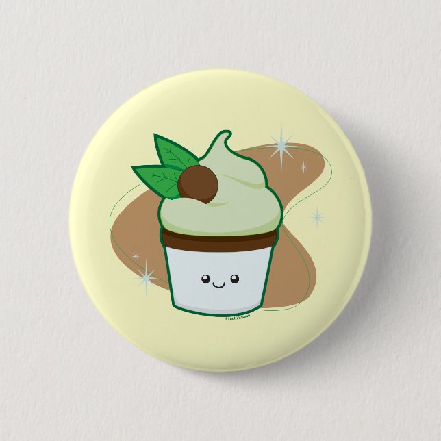 Mint Chip Cupcake 6 Cm Round Badge (Front)