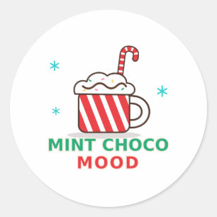 mint choco mood cute christmas round pillow classic round sticker