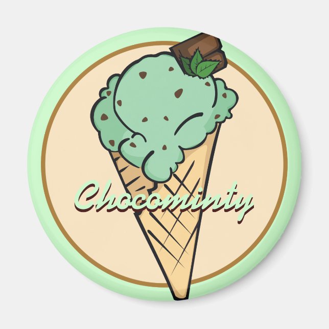 Mint Chocolat-chip Ice Cream Magnet (Front)