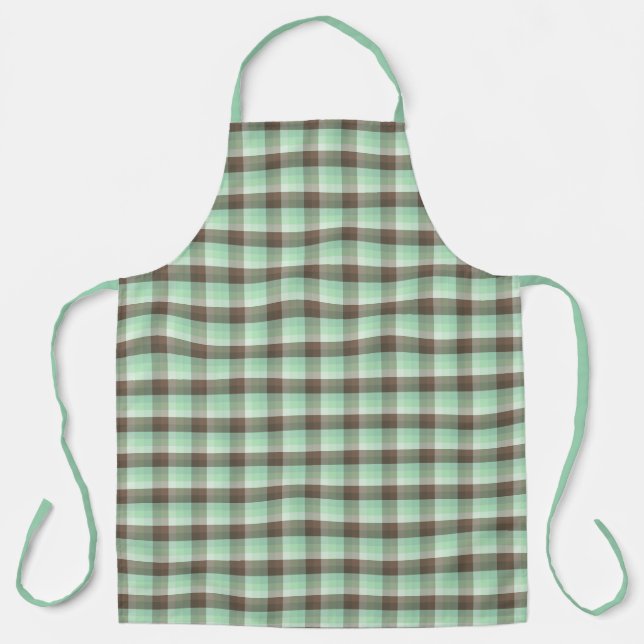 Mint Chocolate Chip Colour Block Plaid Stripes  Apron (Front)