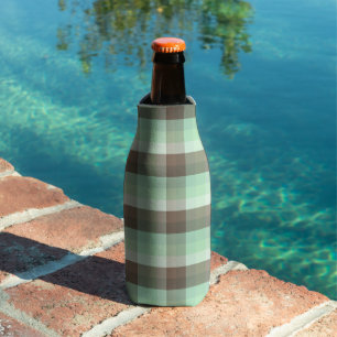 Mint Chocolate Chip Colour Block Plaid Stripes  Bottle Cooler