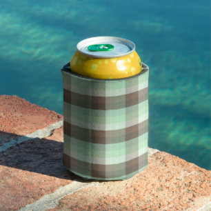 Mint Chocolate Chip Colour Block Plaid Stripes  Can Cooler