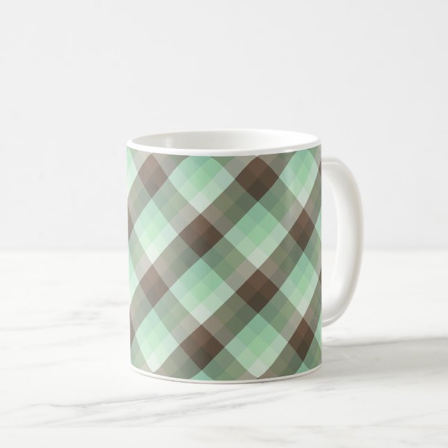 Mint Chocolate Chip Colour Block Plaid Stripes  Coffee Mug (Front Right)