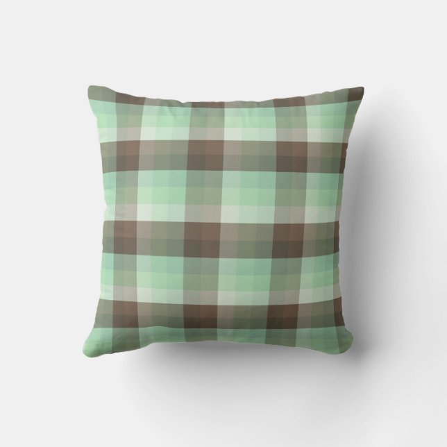 Mint Chocolate Chip Colour Block Plaid Stripes  Cushion (Back)