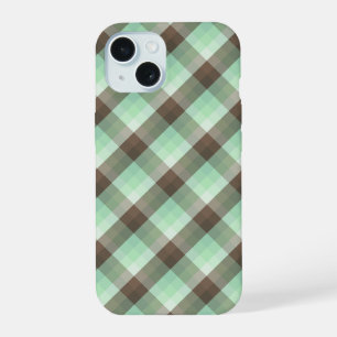 Mint Chocolate Chip Colour Block Plaid Stripes  iPhone 15 Case