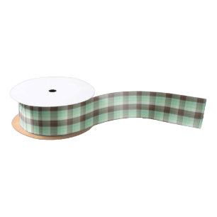 Mint Chocolate Chip Colour Block Plaid Stripes Satin Ribbon