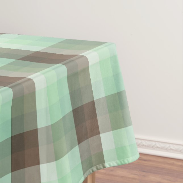 Mint Chocolate Chip Colour Block Plaid Stripes  Tablecloth (In Situ)