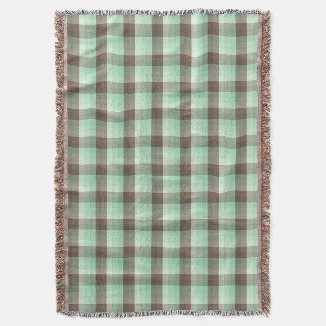 Mint Chocolate Chip Colour Block Plaid Stripes  Throw Blanket (Front Vertical)