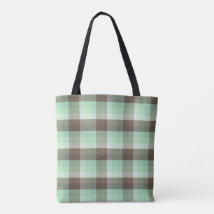 Mint Chocolate Chip Colour Block Plaid Stripes  Tote Bag