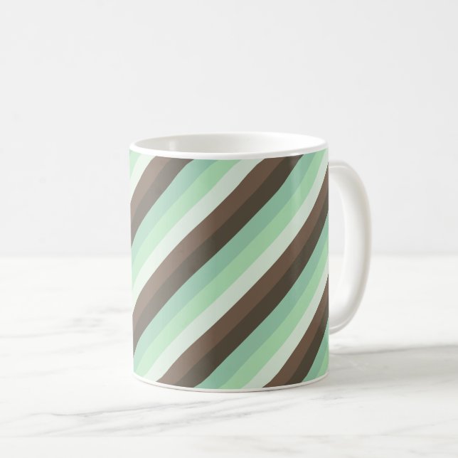 Mint Chocolate Chip Colour Block Stripes  Coffee Mug (Front Right)