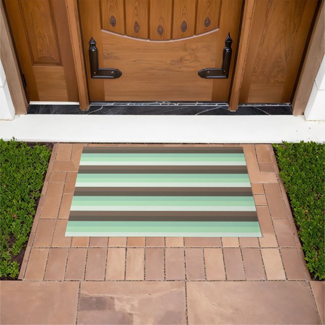 Mint Chocolate Chip Colour Block Stripes  Doormat (Outdoor)