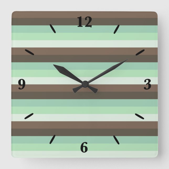 Mint Chocolate Chip Colour Block Stripes  Square Wall Clock (Front)