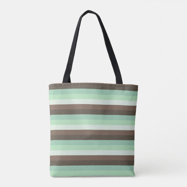 Mint Chocolate Chip Colour Block Stripes  Tote Bag (Back)