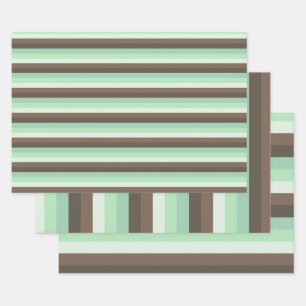 Mint Chocolate Chip Colour Block Stripes  Wrapping Paper Sheet