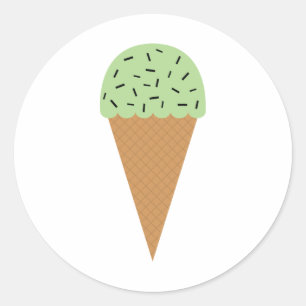 Mint Chocolate Chip Ice Cream Cone Classic Round Sticker